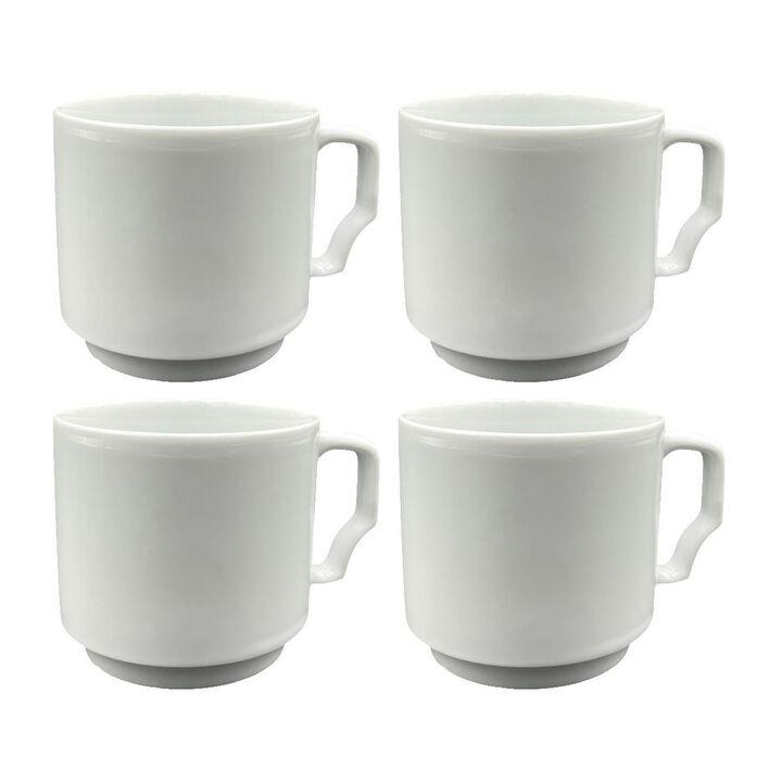 Porcelain Delta dia.3.25" h:3" 10 oz. Round White Porcelain Mug (Set of 4)