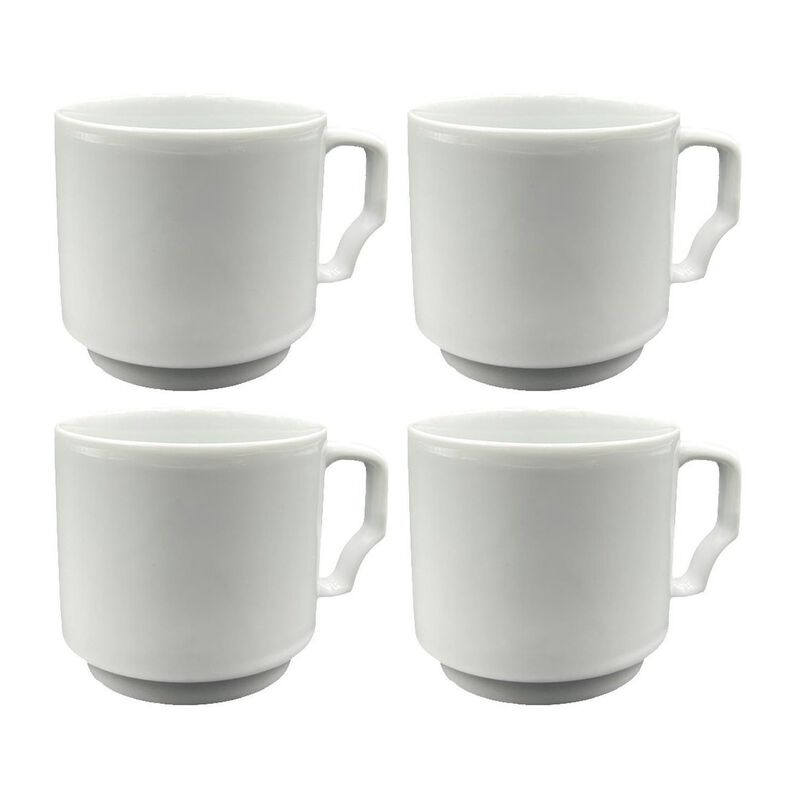 Porcelain Delta dia.3.25" h:3" 10 oz. Round White Porcelain Mug (Set of 4)