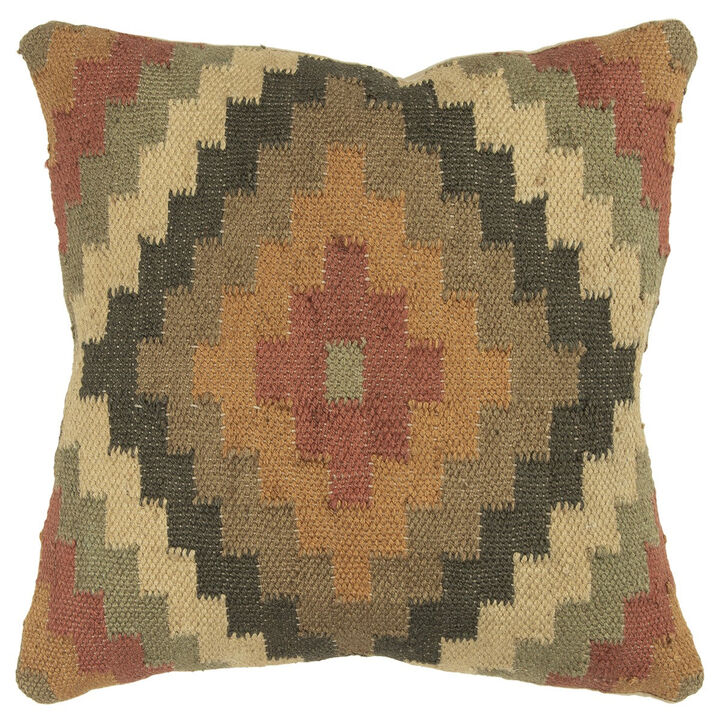 Hivvago Brown Beige Kilim Down Filled Throw Pillow