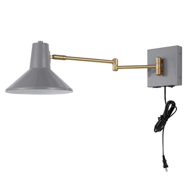 Hygge Swing Arm Modern Midcentury Iron USB Charging Port LED Sconce
