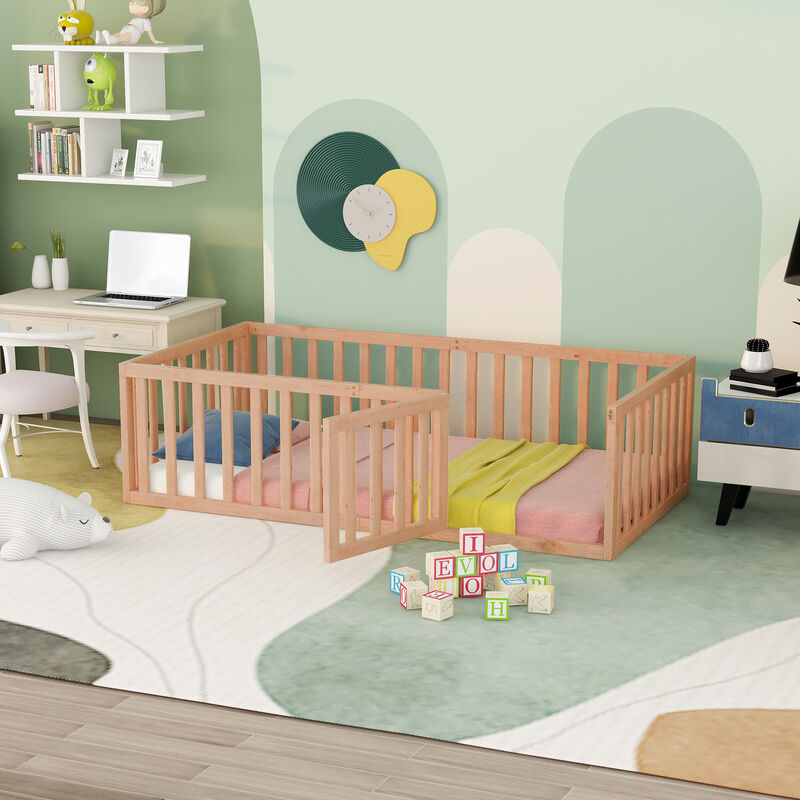 Merax Wood  Daybed Frame with Fence