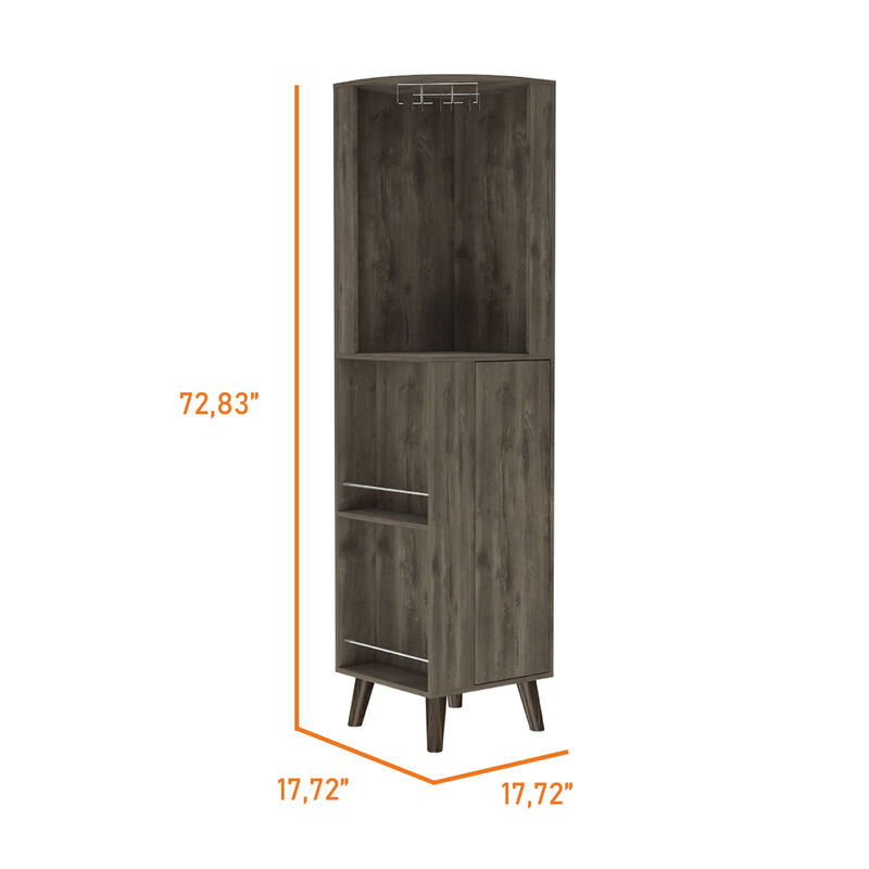 Durham 1-Drawer 2-Shelf Corner Bar Cabinet Dark Brown