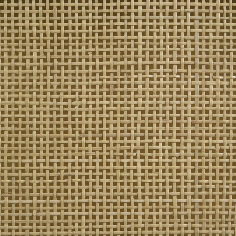 Fij Queen Size Bed, Natural Rattan Woven Panel Headboard, Gold Legs, Black - Benzara