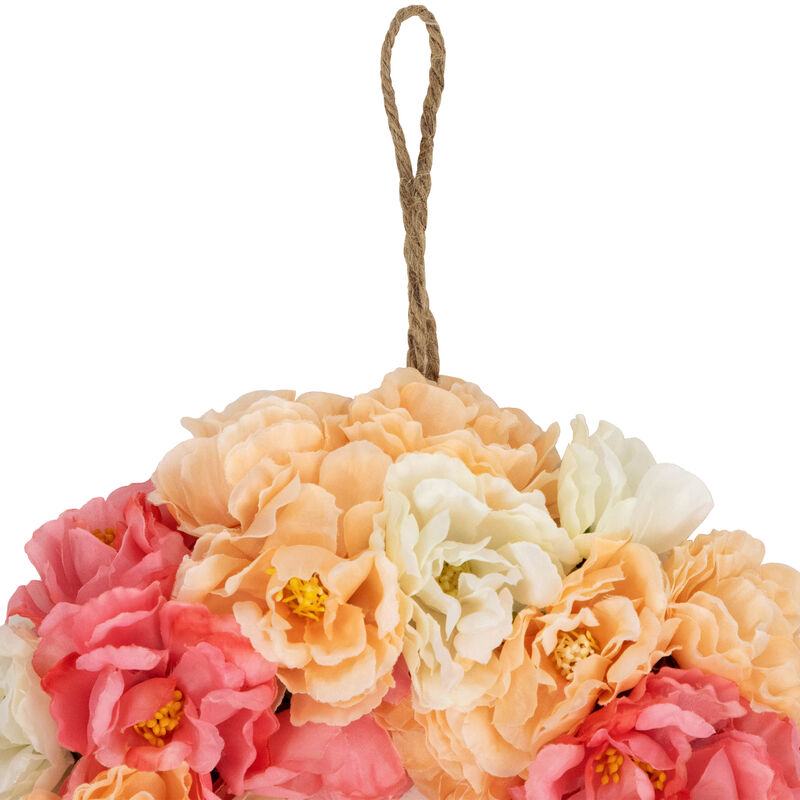 Artificial Peony Spring Floral Wreath - 8" - Pink and White