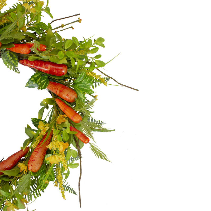Carrot and Berry Foliage Easter Floral Spring Wreath  Orange and Yellow 22"