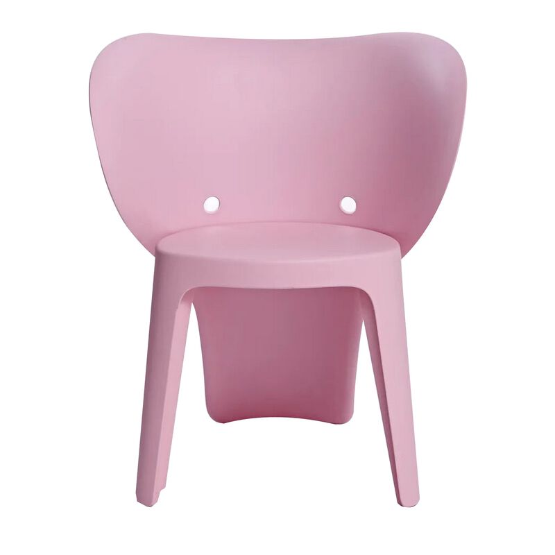 Fyna 16 Inch Kids Chair with Curved Back, Elephant Trunk Design, Pink - Benzara