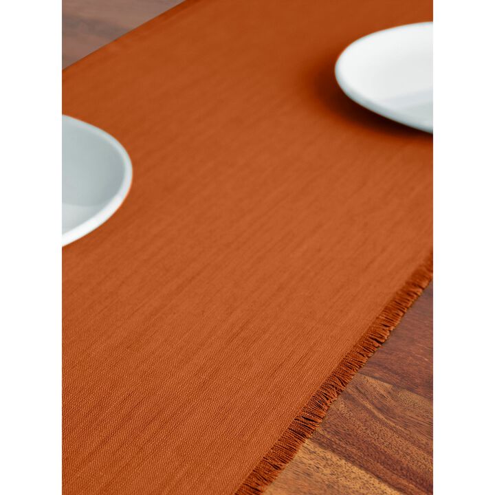 Solino Home 100% Pure Linen Table Runner 14 x 60 Inch | Fringe