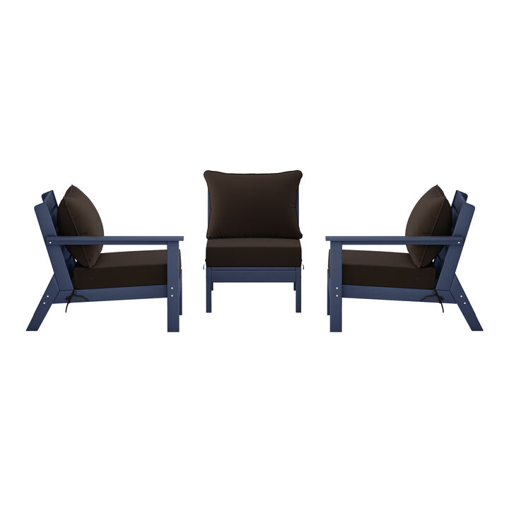 WestinTrends Outdoor Patio HDPE Sectional Sofa with Patio Cushions