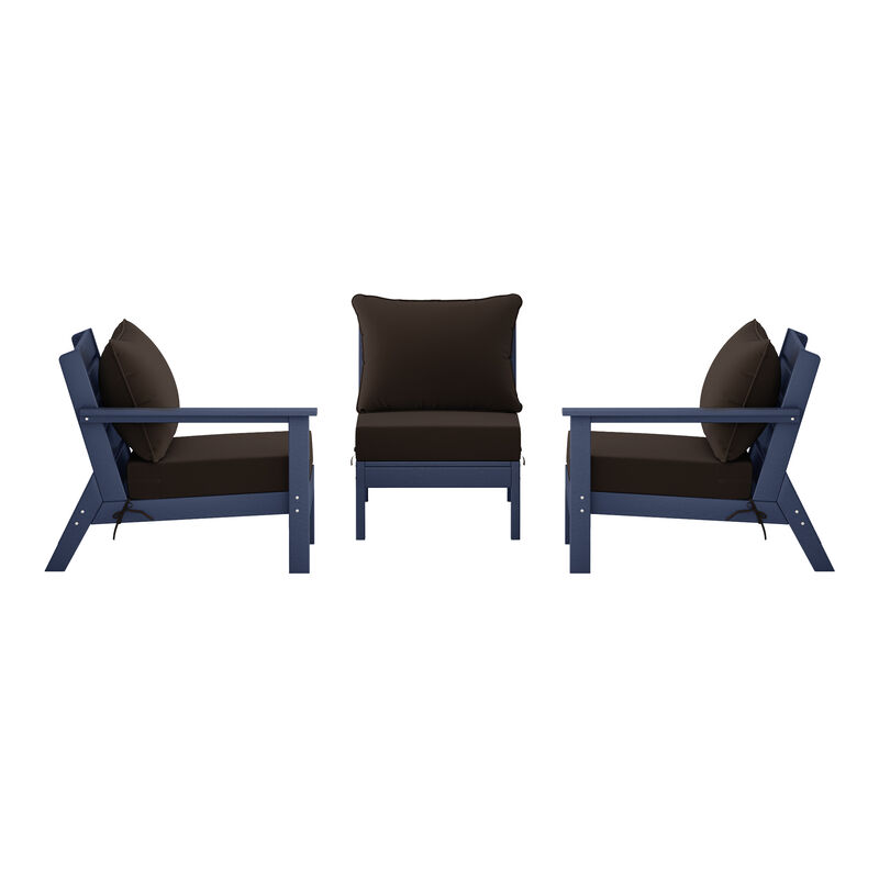 WestinTrends Outdoor Patio HDPE Sectional Sofa with Patio Cushions