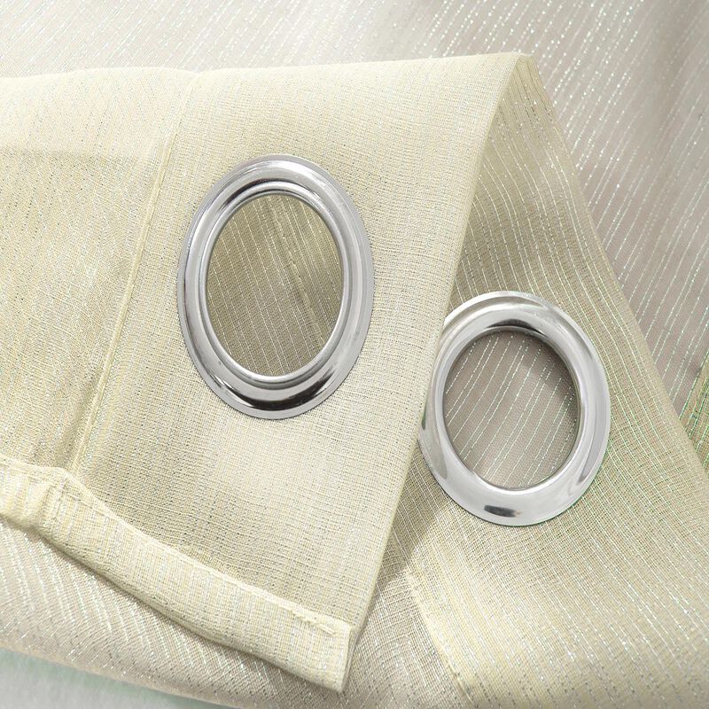 Lonnie 2-Piece Grommet Sheer Window Curtain Panel Beige by Rt Designers Collection