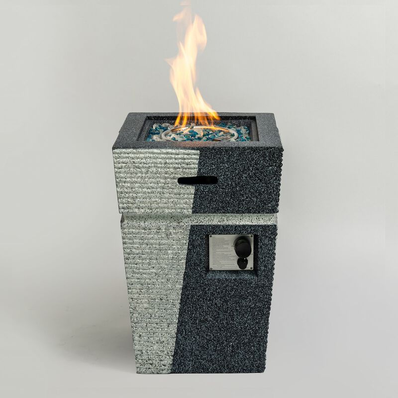 Mondawe Outdoor Concrete Fire Pit Column, Courtyard Gas Fire Pit