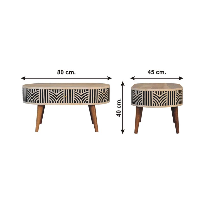 Edessa Bone Inlay  Solid Wood 2 Drawer Coffee Table