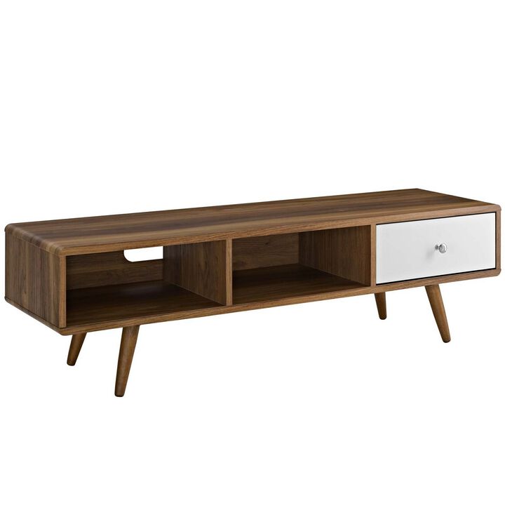 Transmit 55? TV Stand, Walnut White-Benzara