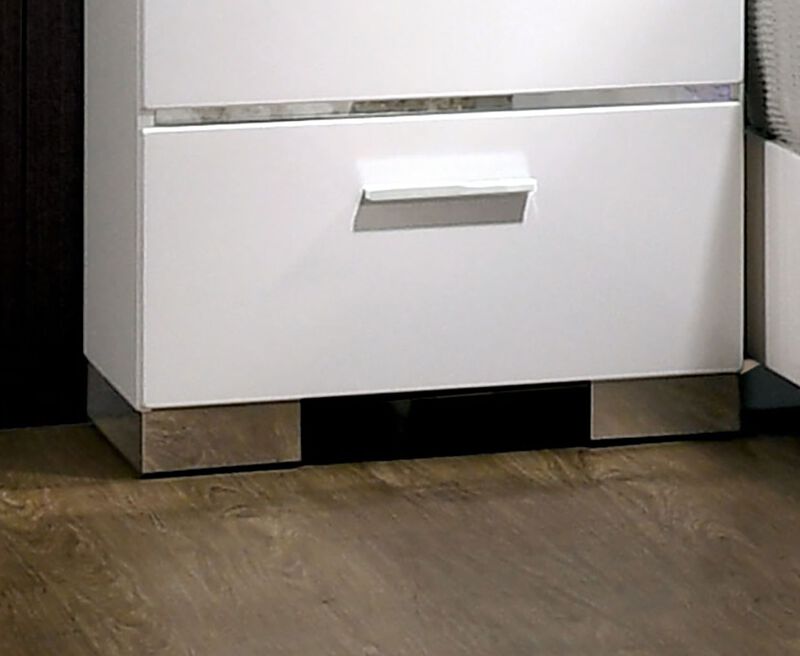 Streamdale High Gloss White Nightstand with USB Charger