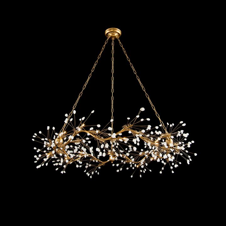 Waving Twelve-Light Stone Quartz Chandelier