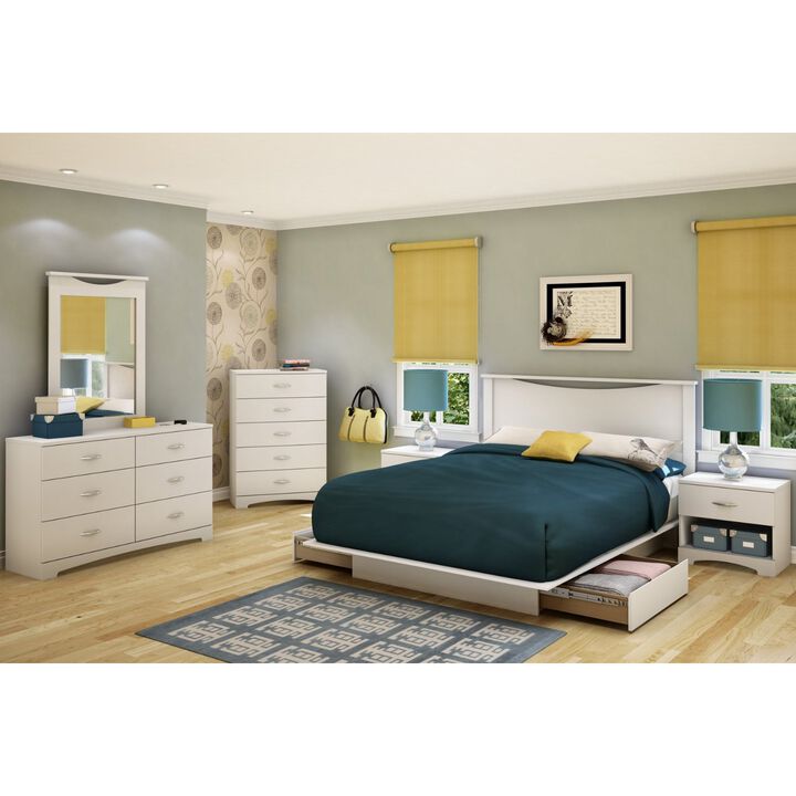 Hivvago Full size White Modern Platform Bed Frame with 2 Storage Drawers
