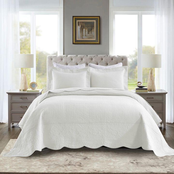 MarCielo 3 PCS 100% Cotton Oversized Bedspread Set Lightweight Quilt Set TG - King