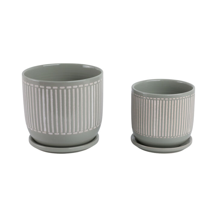 Planter with Saucer, Grey