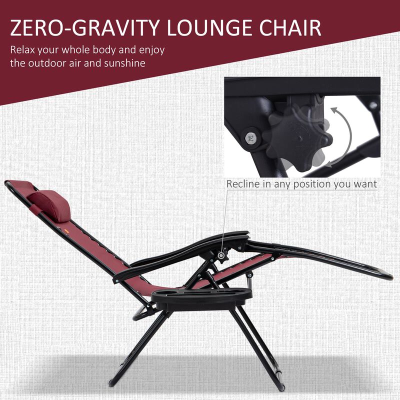 Grey Outdoor Loungers: 3-Piece Zero Gravity Set with Side Table