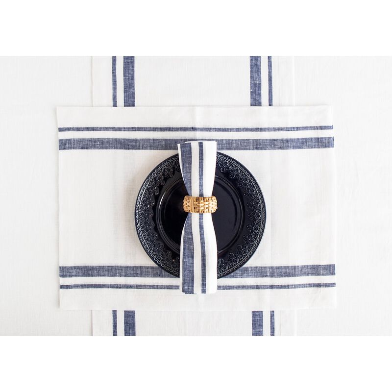 Solino Home 100% Pure Linen Table Runner | French Stripe
