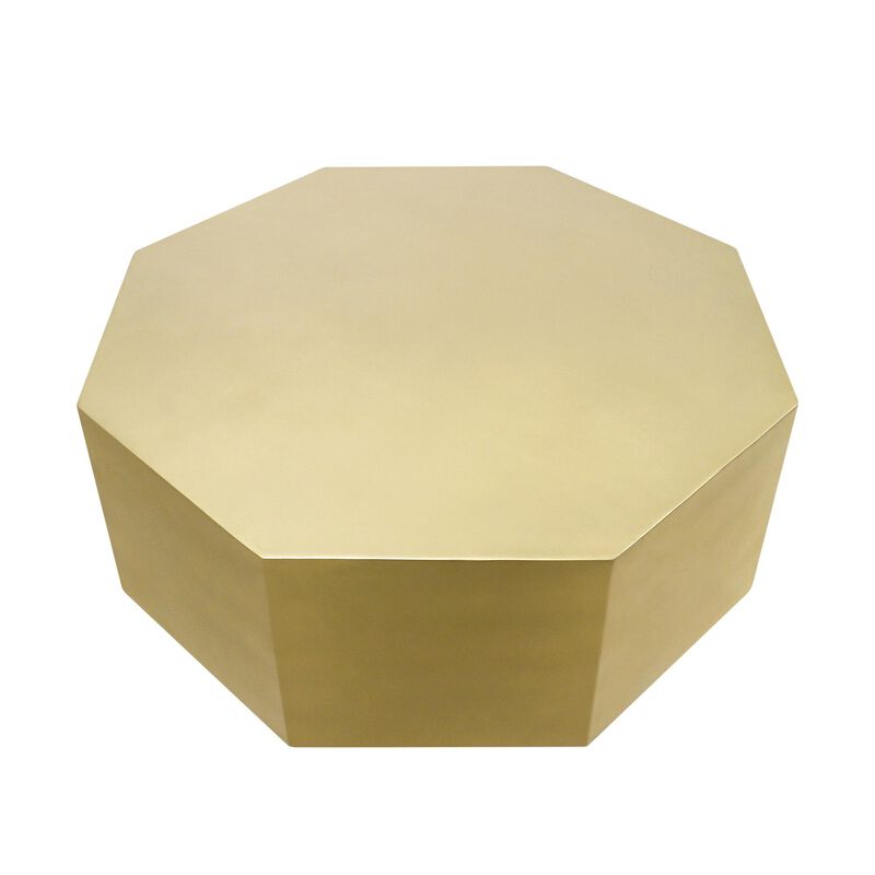 Pasargad Home Byzantine Octagon Shape Coffee Table, Brass