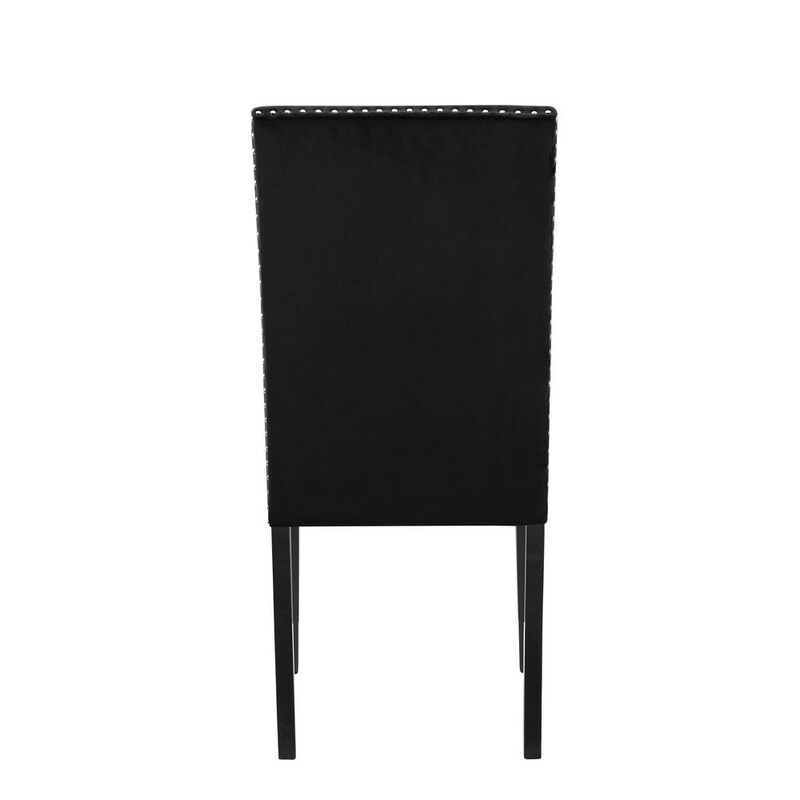 New Classic Furniture Furniture 37.75 Velvet & Wood Dining Chair in Black (Set of 2)