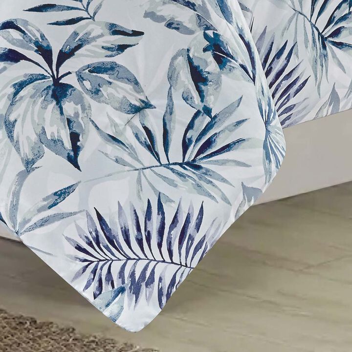 RT Designer's Collection 5 Piece Sonya Printed Complement to Any Bedroom Decor Comforter Set Queen Blue