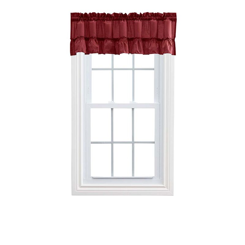 Ellis Stacey 1.5" Rod Pocket High Quality Fabric Solid Color Window Ruffled Filler Valance 54"x13" Merlot