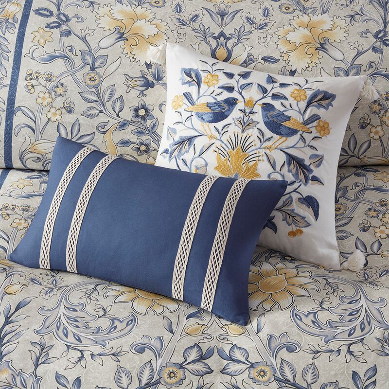 Gracie Mills Marlon 5-Piece Cotton Botanical Duvet Cover Set