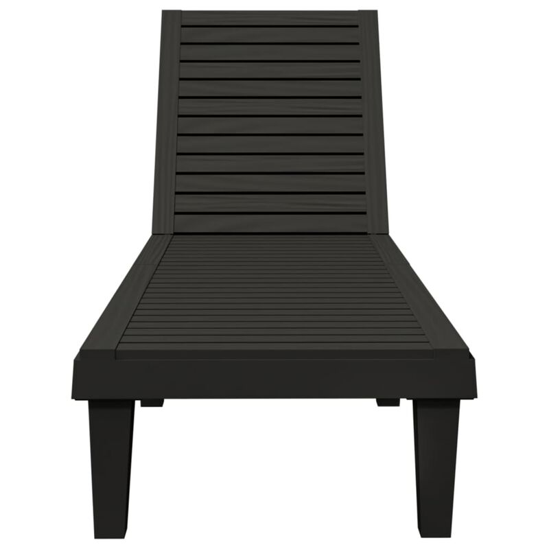 vidaXL Adjustable Backrest Sun Lounger-Black- Polypropylene Material, Lightweight, UV & Weather Resistant, Imitation Wood Texture Design, Easy to Move, Ideal for Outdoor Living Space.