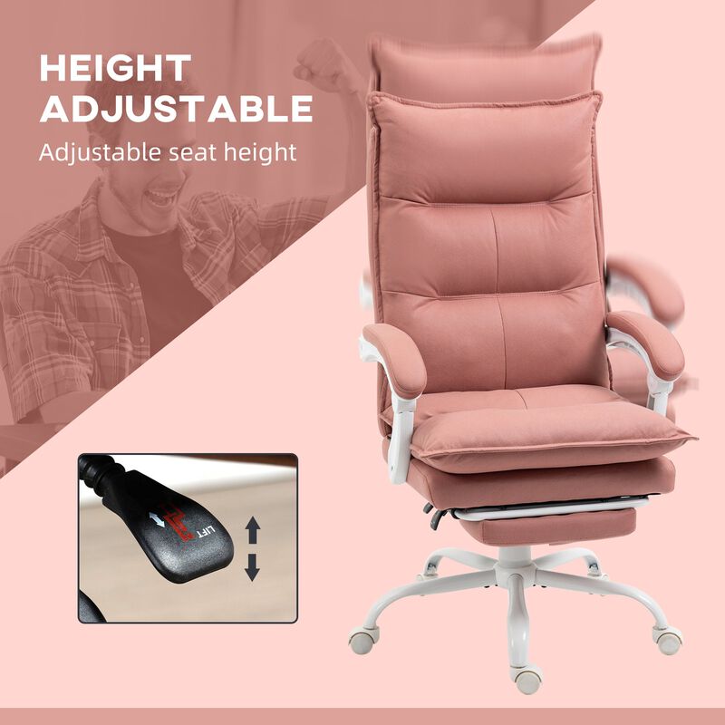 Pink Microfiber Heated Recliner: 6 Vibration Points, Footrest