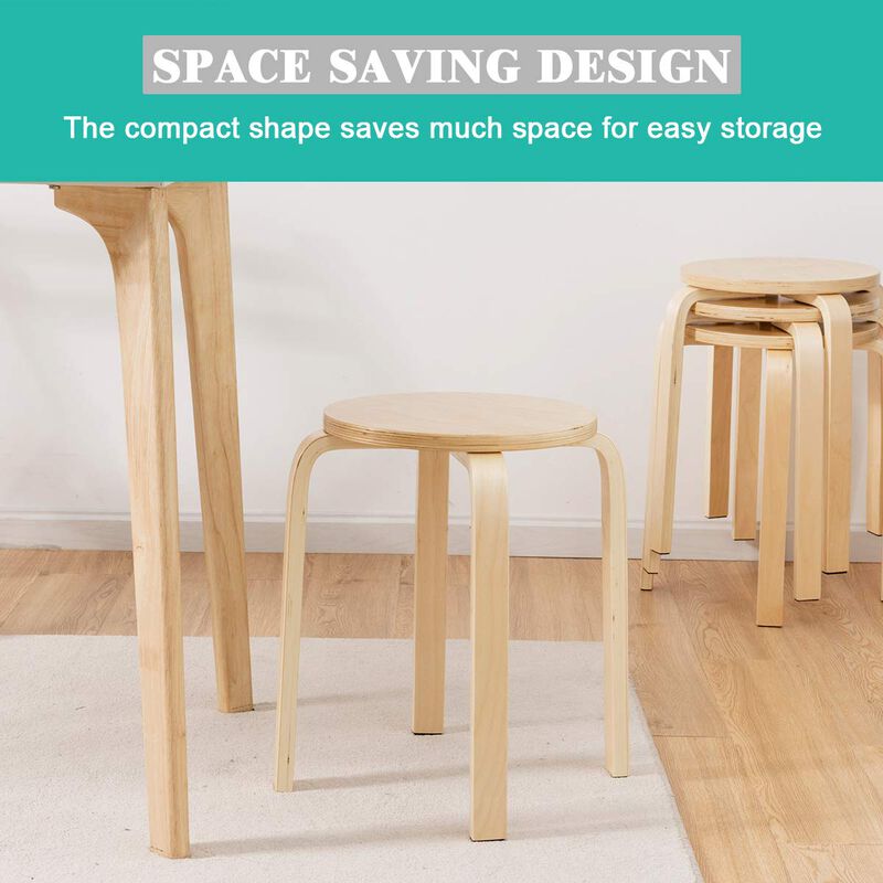 Stackable Stools Set of 4 with Square Top and Rounded Corners