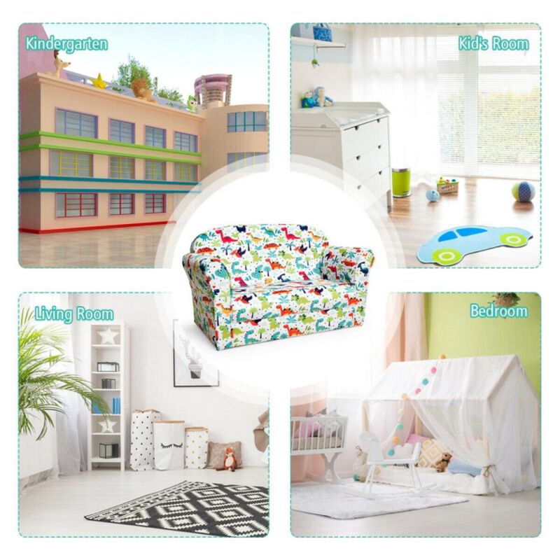 Hivvago Double Kids Dinosaur Sofa Children Armrest Couch