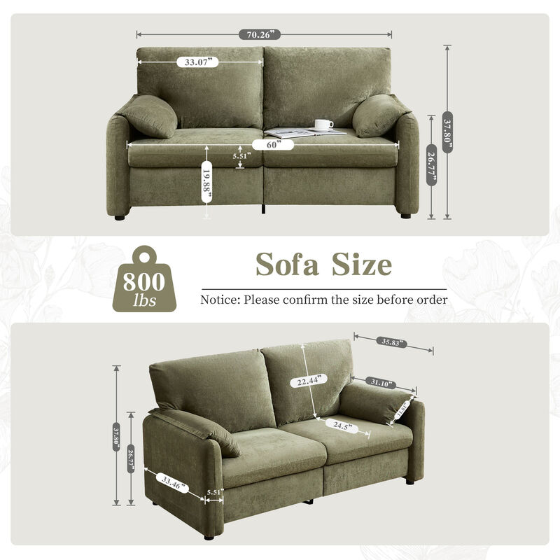 Merax Chenille 2-Seat Sofa for Living Room