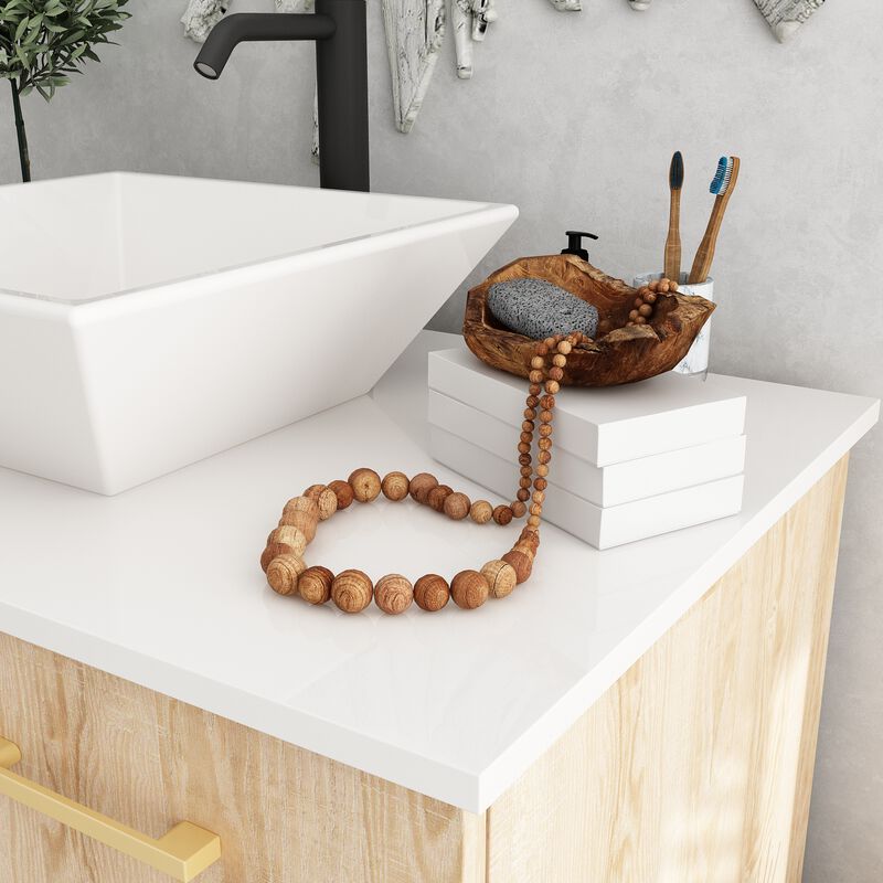 FUFU&GAGA Elegant Bathroom Vanity Cabinet with Storage - 29.1"W x 33.9"H, Brown