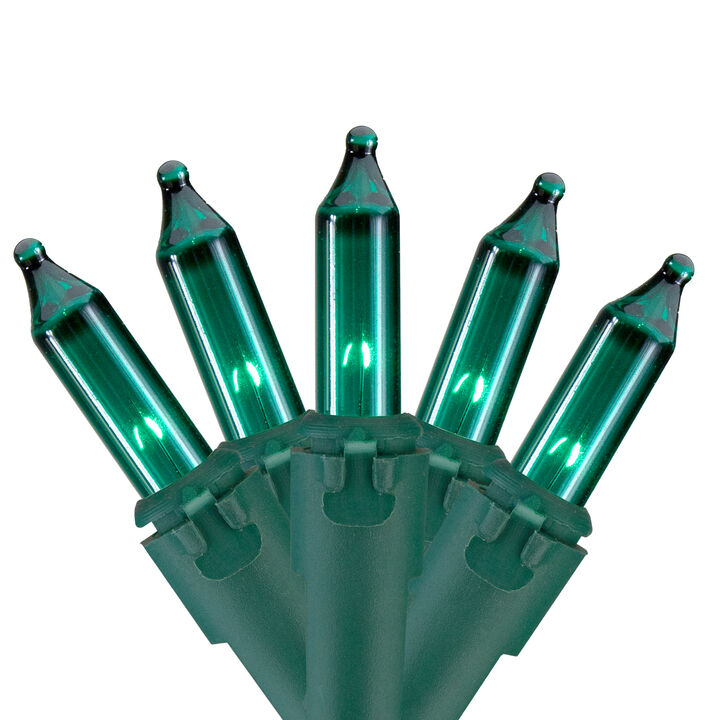 100 Teal Green Mini Christmas Lights - 35 ft Green Wire