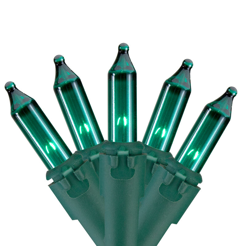 100 Teal Green Mini Christmas Lights - 35 ft Green Wire