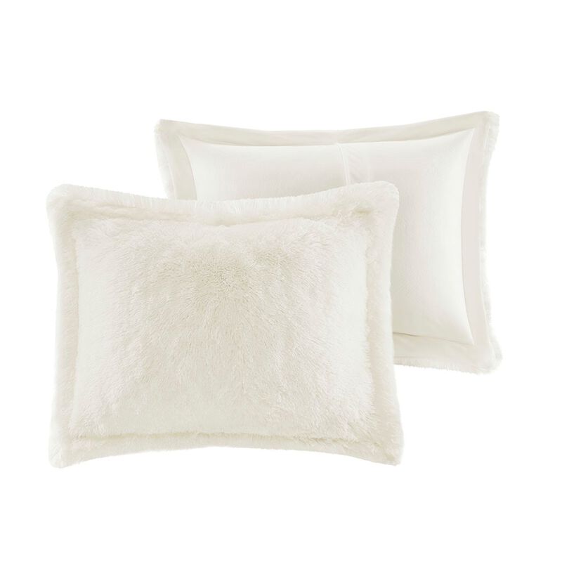Gracie Mills Susie Solid Shaggy Long Fur Duvet Cover Set