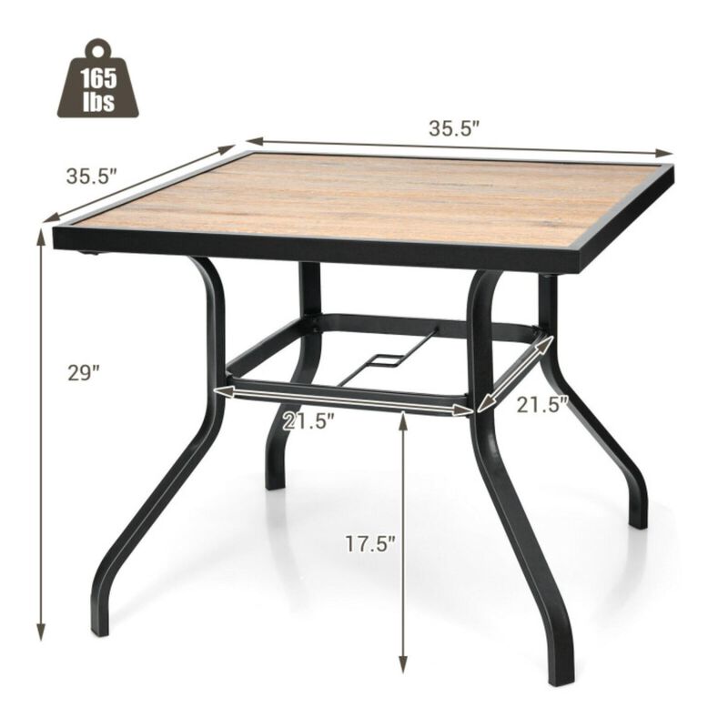 Hivvago Patio Metal Square Dining Table for Garden and Poolside