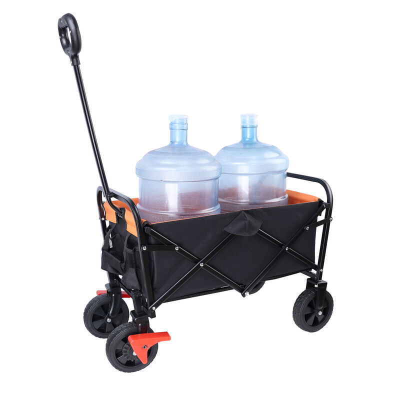 Streamdale Mini Folding Wagon Garden Shopping Beach Cart (Black+Yellow+Brake)