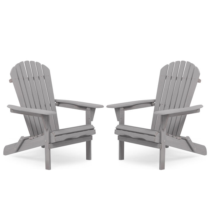 Wood Lounge Patio Chair For Garden Outdoor Wooden Folding Adirondack Chair Set Of 2