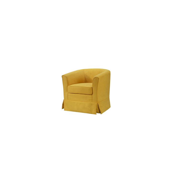 Tucker Yellow Woven Fabric Swivel Barrel Chair