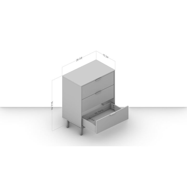 Polifurniture Victoria Modern 3 Drawer Dresser, White