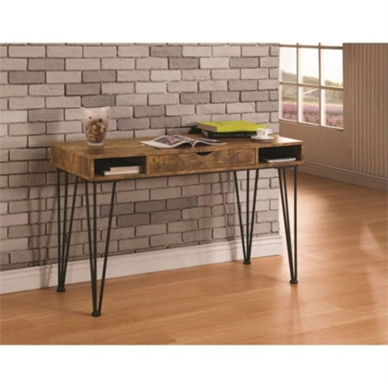 Rustic Wood Writing Desk with Drawer – Farmhouse Charm
