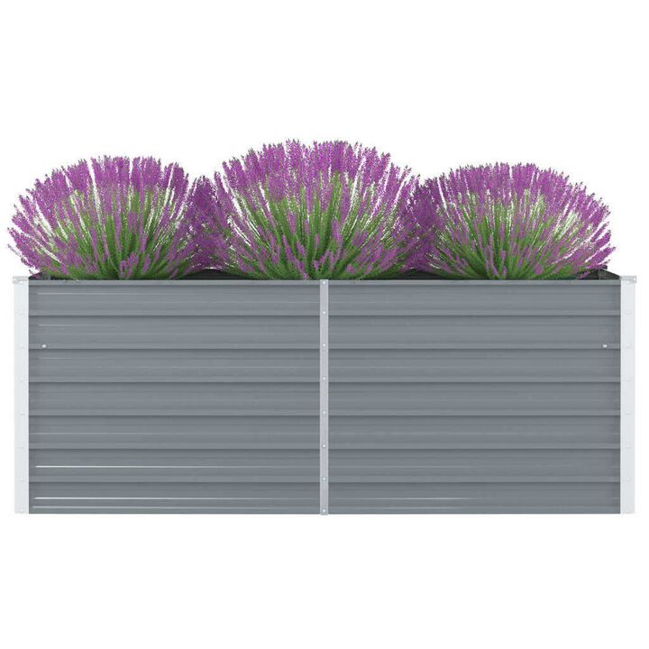 Raised Garden Flower Bed, 32 x 63 Galvanized Steel Gray, Rectangular - Benzara