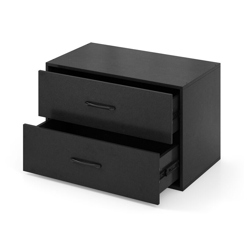 2-Drawer Stackable Horizontal Storage Cabinet Dresser Chest with Handles for Bedroom or Living Room