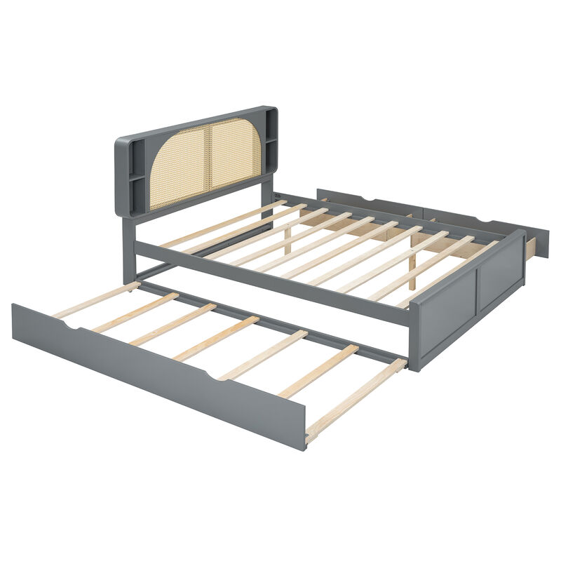Merax Platform Bed with 2 Drawers and Trundle