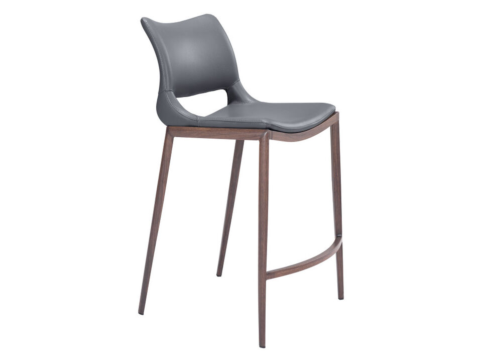 Ace Counter Stool (Set of 2) Dark Gray & Walnut