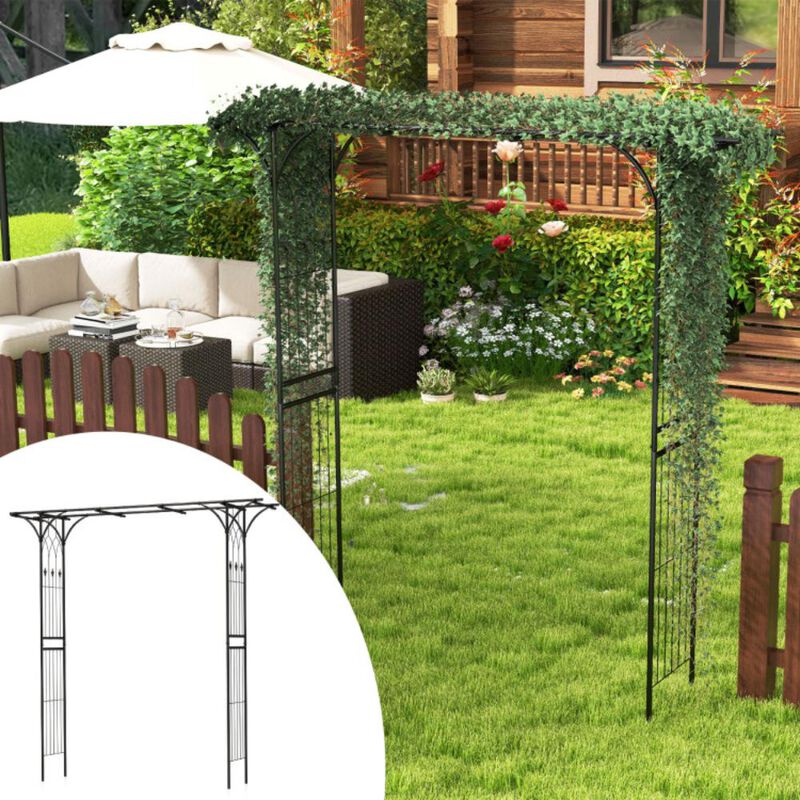 Hivvago 81 Inch Garden Arbor Metal Archway for Climbing Plants-Black