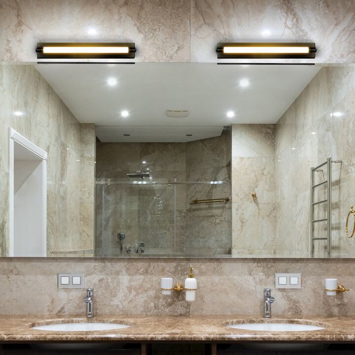 VONN Lighting Integrated LED ADA Compliant Bathroom Wall Lighting Fixture in Black